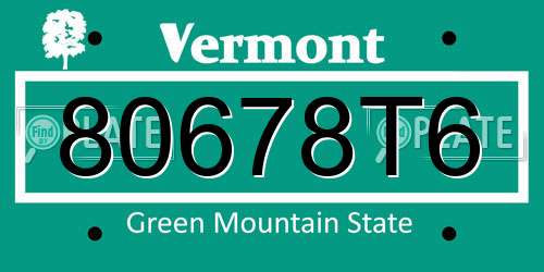 80678T6 Vermont License Plate