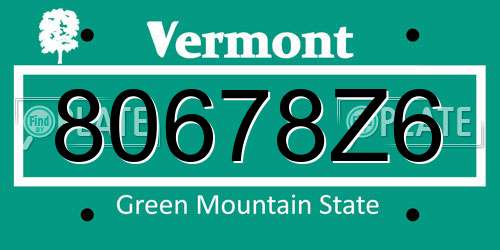 80678Z6 Vermont License Plate