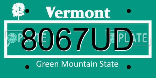 8067UD Vermont License Plate