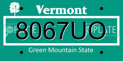 8067UO Vermont License Plate