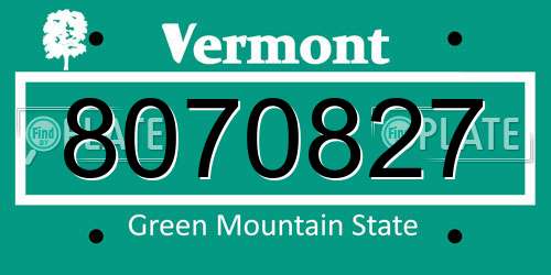 8070827 Vermont License Plate