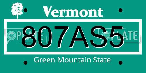 807AS5 Vermont License Plate