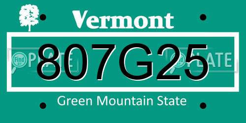 807G25 Vermont License Plate