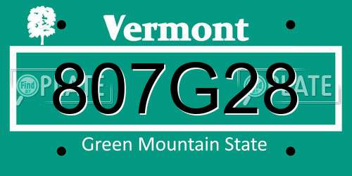 807G28 Vermont License Plate
