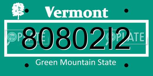 80802I2 Vermont License Plate