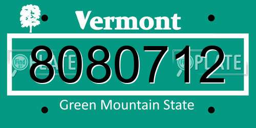 8080712 Vermont License Plate