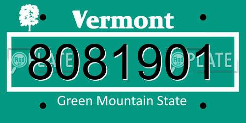 8081901 Vermont License Plate