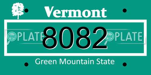 8082 Vermont License Plate