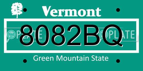 8082BQ Vermont License Plate
