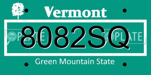 8082SQ Vermont License Plate
