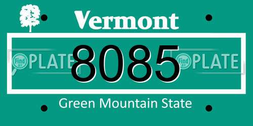 8085 Vermont License Plate