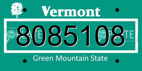 8085108 Vermont License Plate