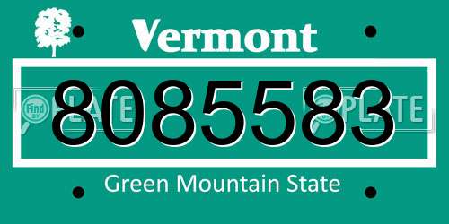 8085583 Vermont License Plate