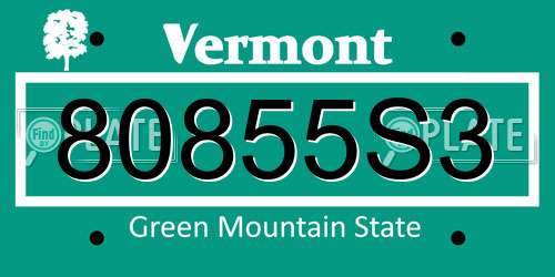 80855S3 Vermont License Plate