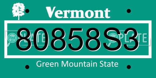80858S3 Vermont License Plate