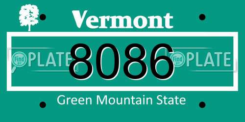 8086 Vermont License Plate