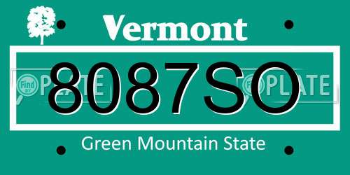 8087SO Vermont License Plate