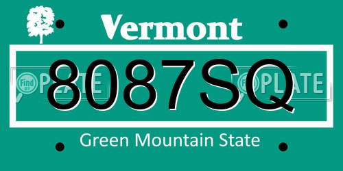 8087SQ Vermont License Plate