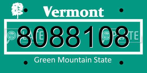 8088108 Vermont License Plate