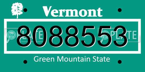 8088553 Vermont License Plate