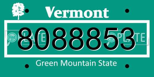 8088853 Vermont License Plate