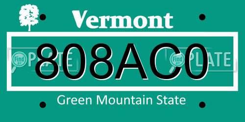 808AC0 Vermont License Plate