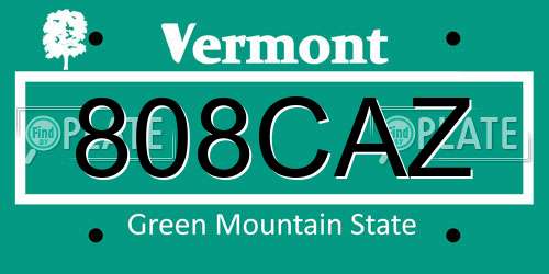 808CAZ Vermont License Plate