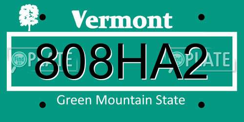 808HA2 Vermont License Plate