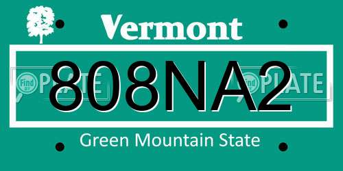 808NA2 Vermont License Plate