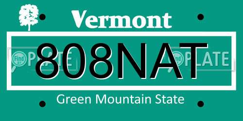 808NAT Vermont License Plate