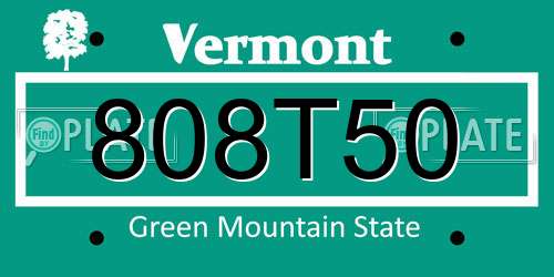 808T50 Vermont License Plate