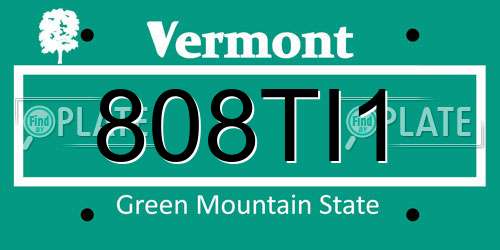 808TI1 Vermont License Plate