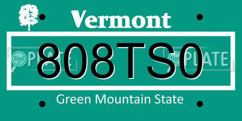 808TS0 Vermont License Plate