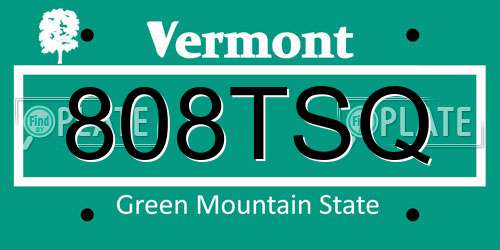 808TSQ Vermont License Plate