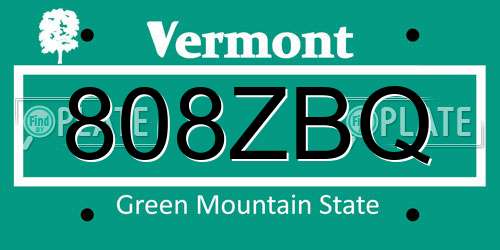 808ZBQ Vermont License Plate