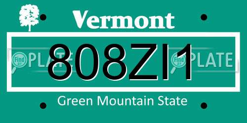 808ZI1 Vermont License Plate