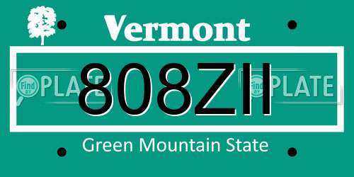 808ZII Vermont License Plate