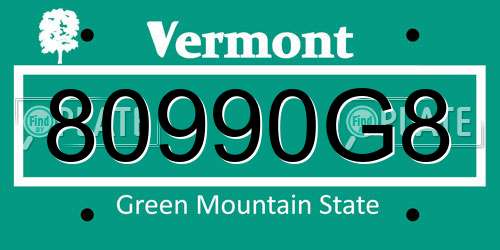 80990G8 Vermont License Plate