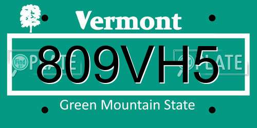 809VH5 Vermont License Plate