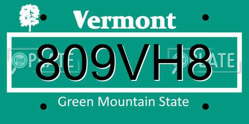 809VH8 Vermont License Plate