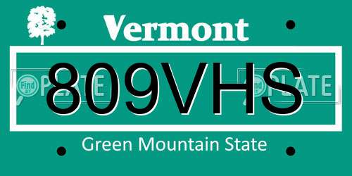 809VHS Vermont License Plate