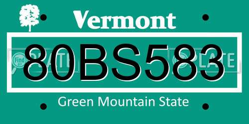 80BS583 Vermont License Plate