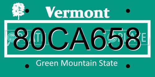 80CA658 Vermont License Plate