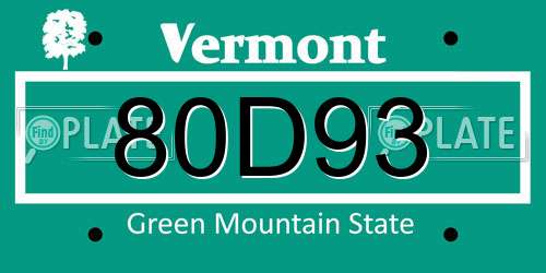 80D93 Vermont License Plate