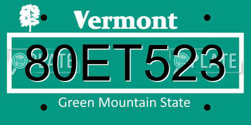 80ET523 Vermont License Plate