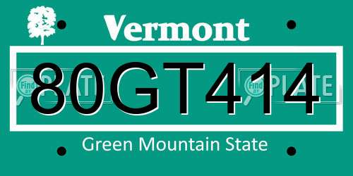80GT414 Vermont License Plate