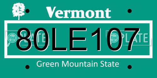 80LE107 Vermont License Plate