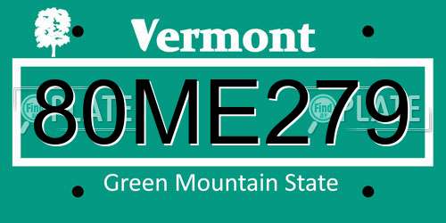80ME279 Vermont License Plate