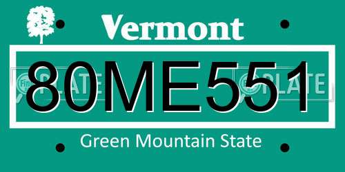 80ME551 Vermont License Plate