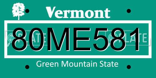 80ME581 Vermont License Plate